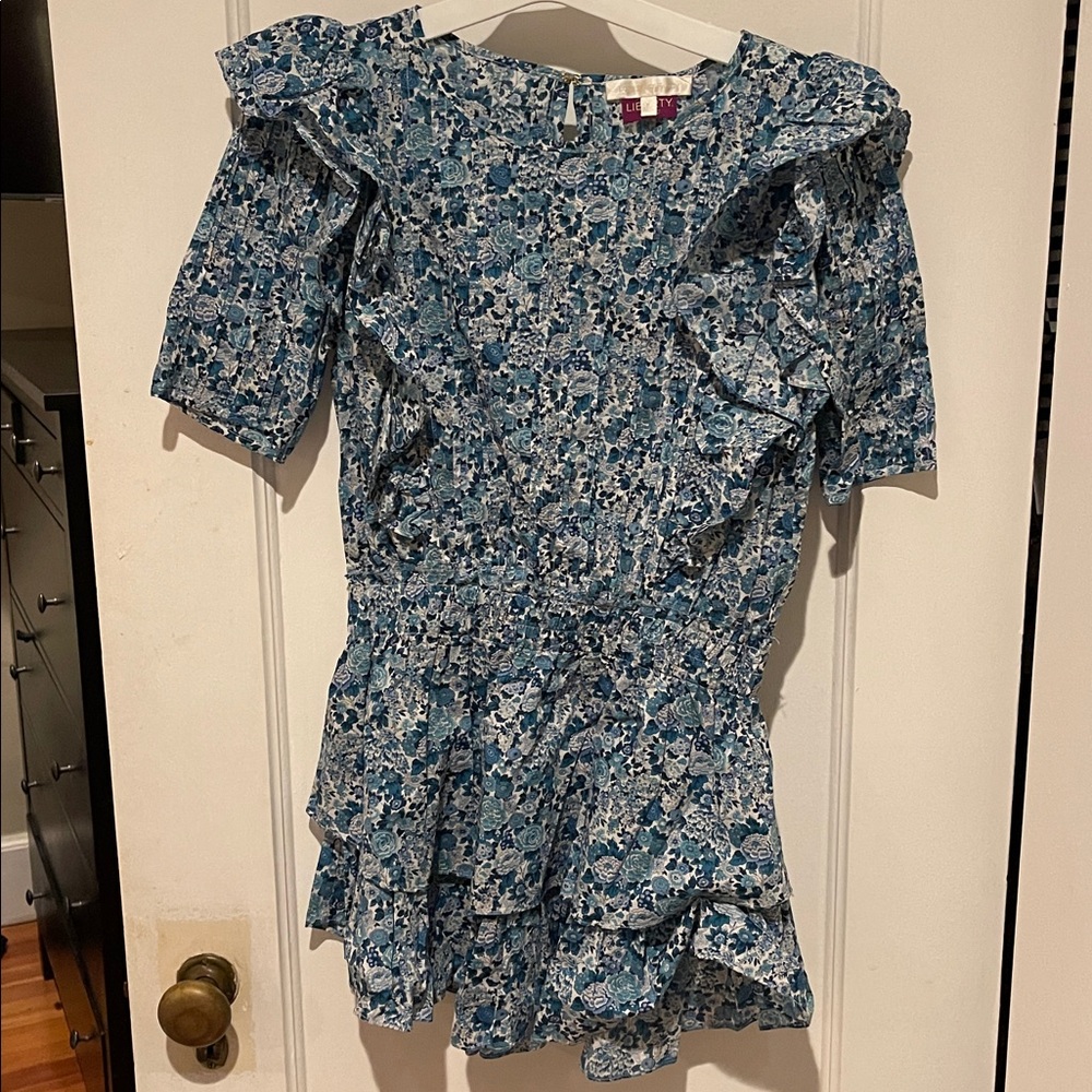 Fun Liberty Blue Floral Patterned Mini Dress